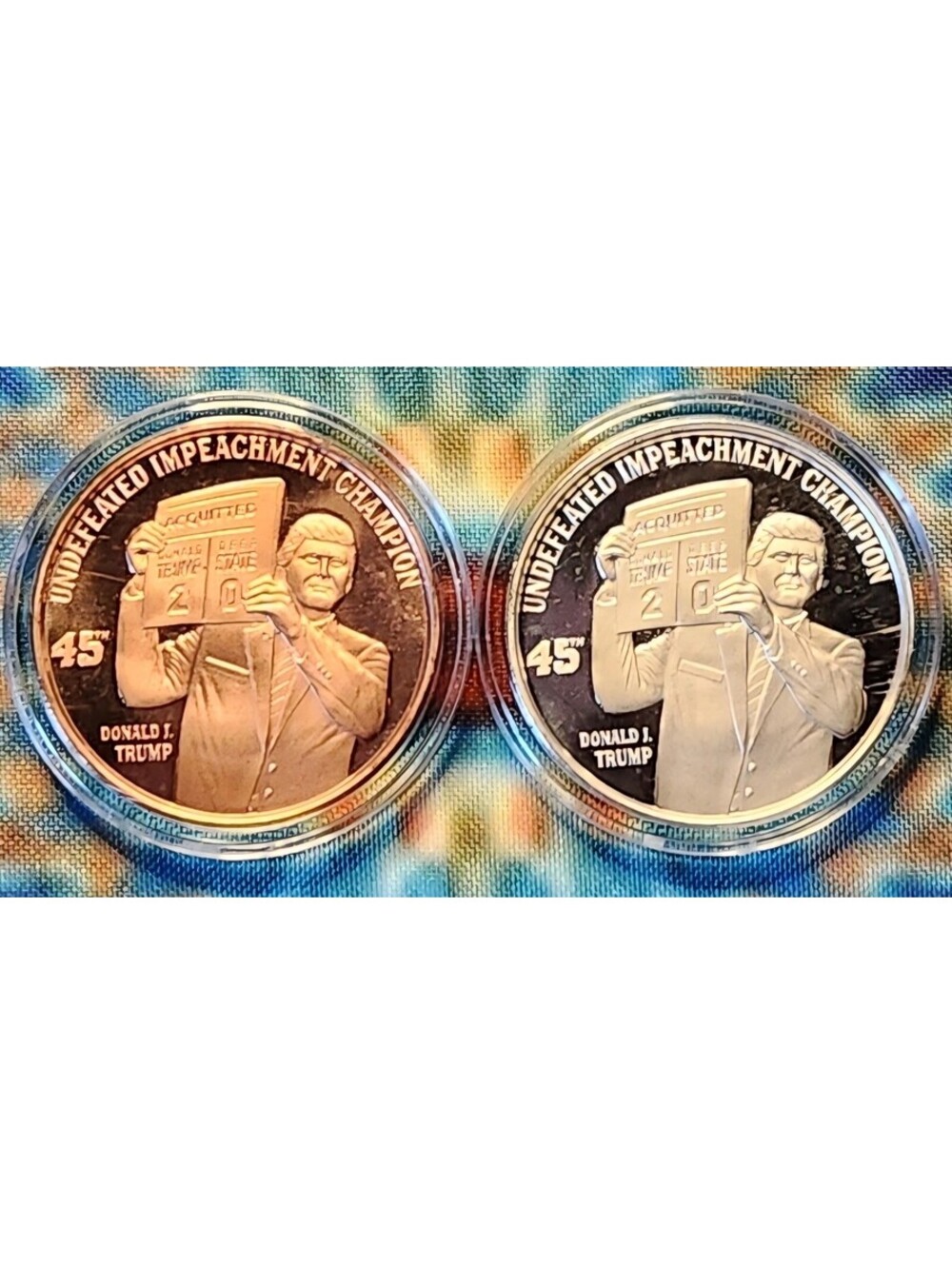 RARE 2020 UNDEFEATED IMPEACHMENT CHAMPION 1 Oz 999 Silver Round & Copper RETIRED
